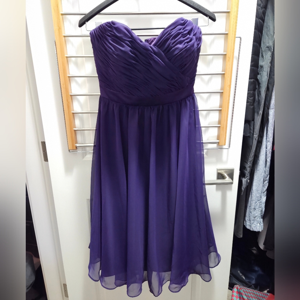 Purple Strapless Bridesmaid Dress